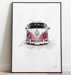 Volkswagen Type 2 Campervan – Bus People art print