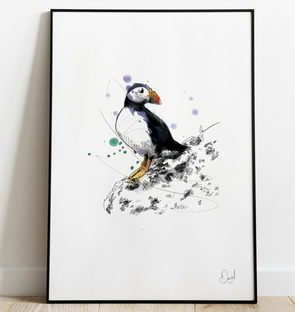 Out of puff - Puffin art print