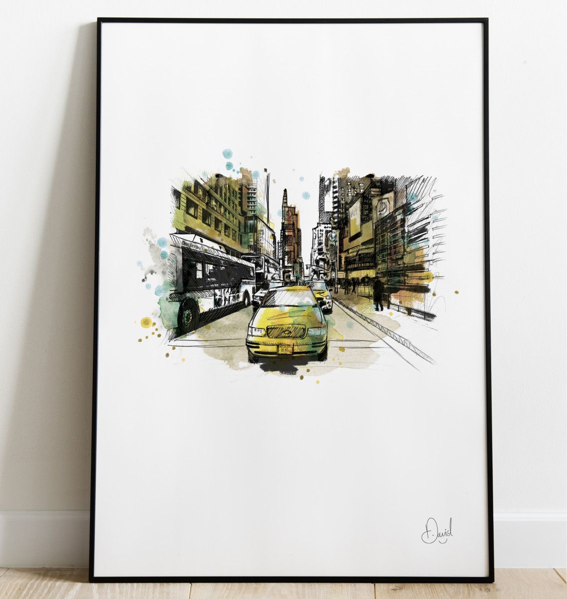 New York - Taxi to Times Square art print