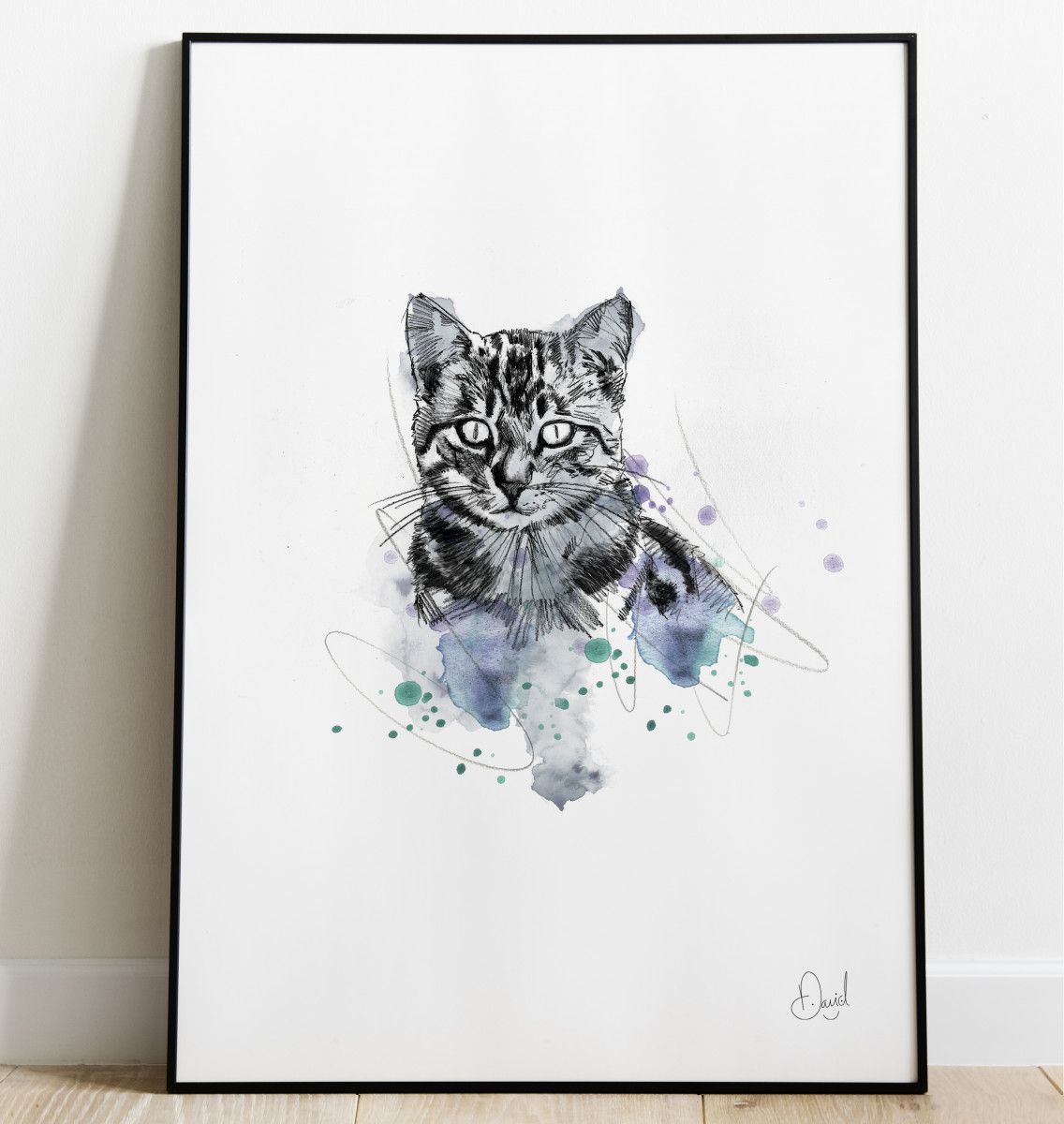 Grey Tabby Cat art print