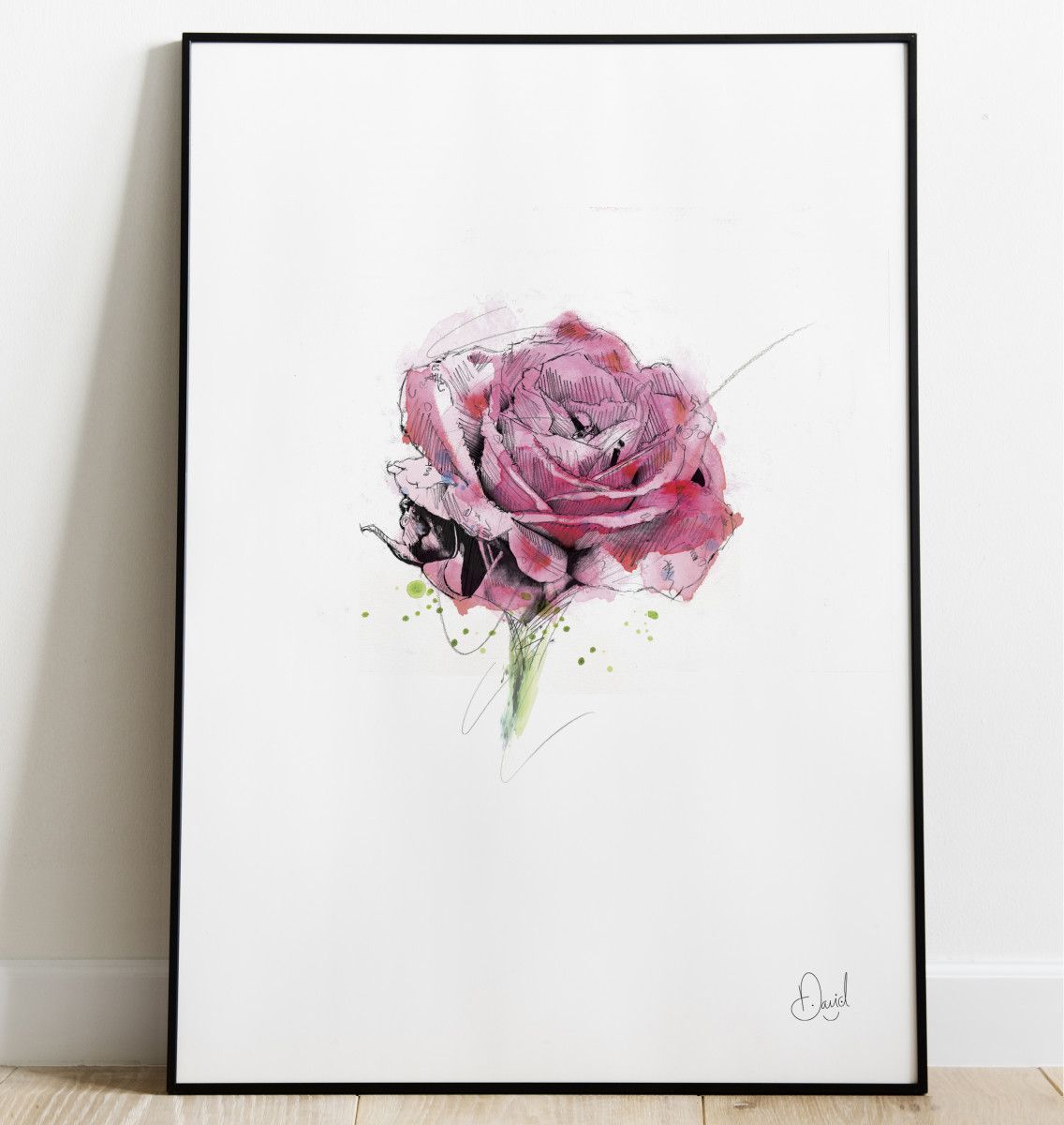 Pink Rose floral art print