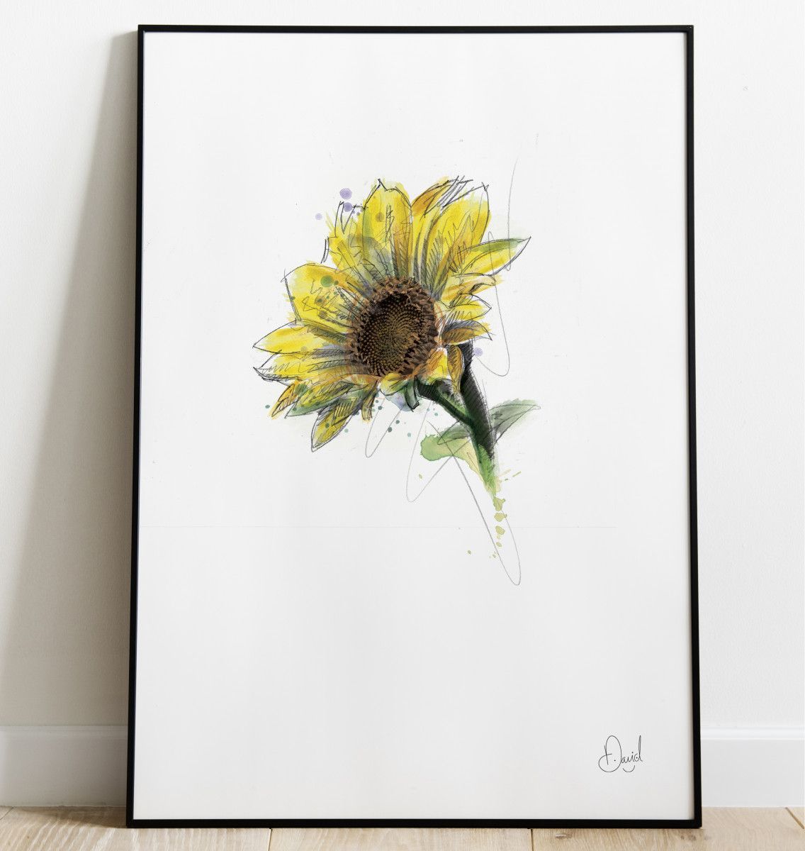 Large Sunflower floral art print
