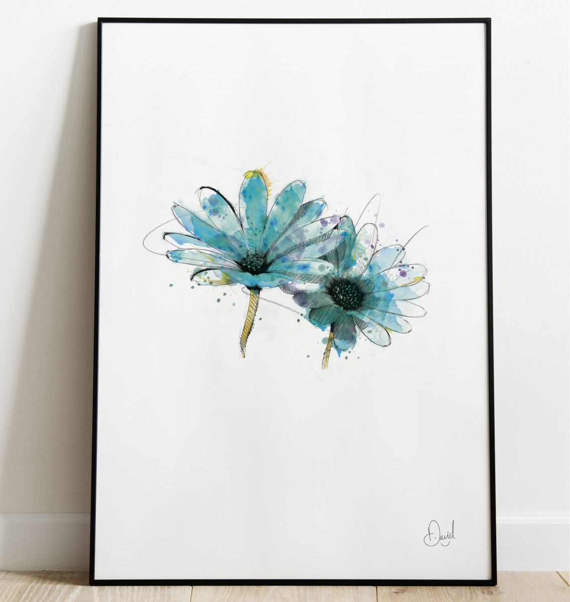 Daisy - True Blue floral art print