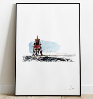 Newcastle - South shields - Herd Groyne Lighthouse art print