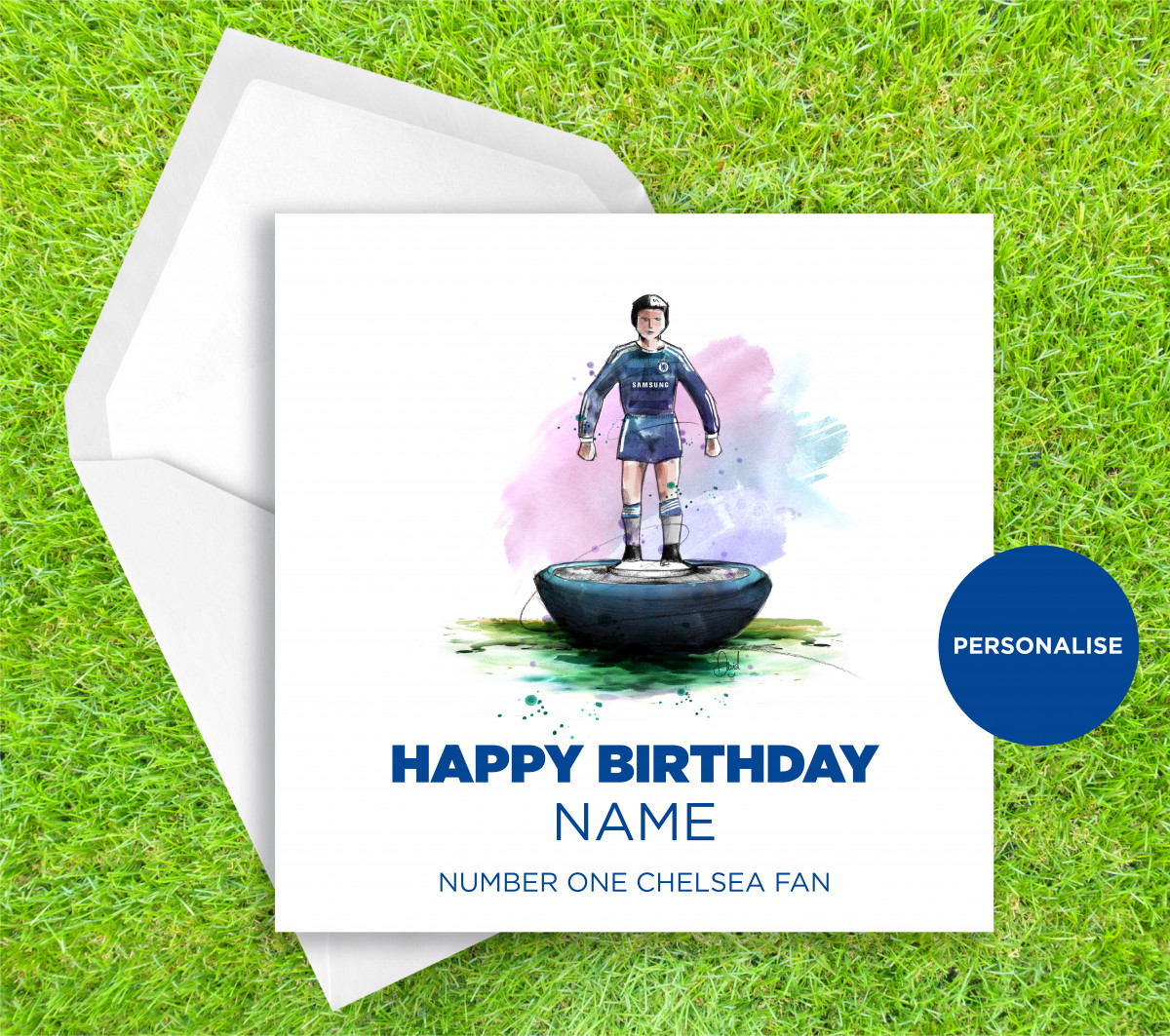 Chelsea, Subbuteo, personalised birthday card