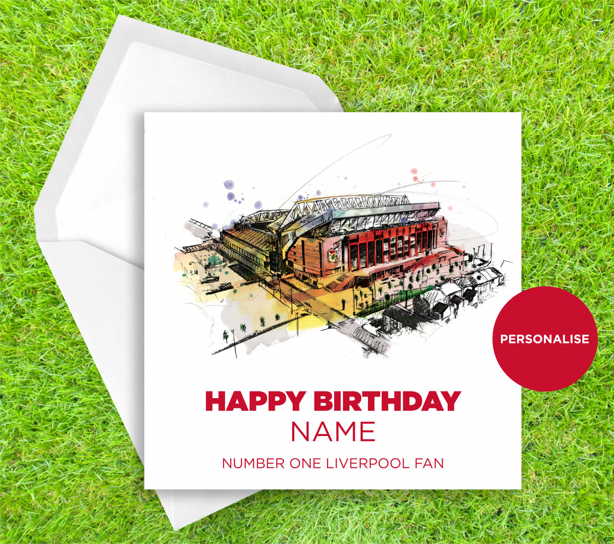 Liverpool FC, Anfield, personalised birthday card