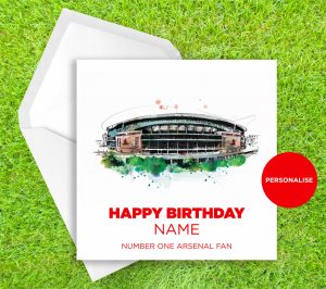 Arsenal, Emirates Stadium, personalised birthday card