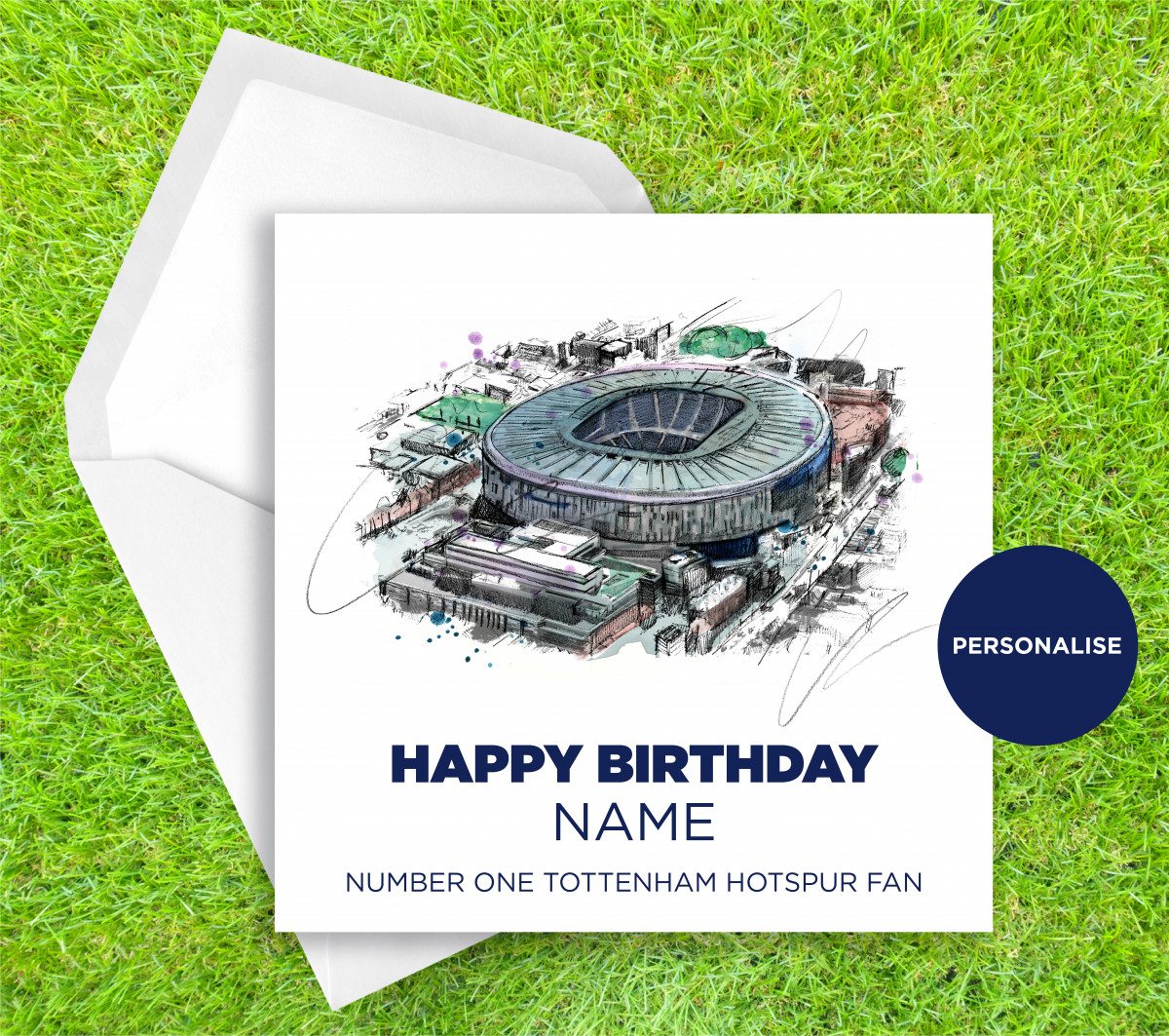 Tottenham Hotspur Stadium, personalised birthday card