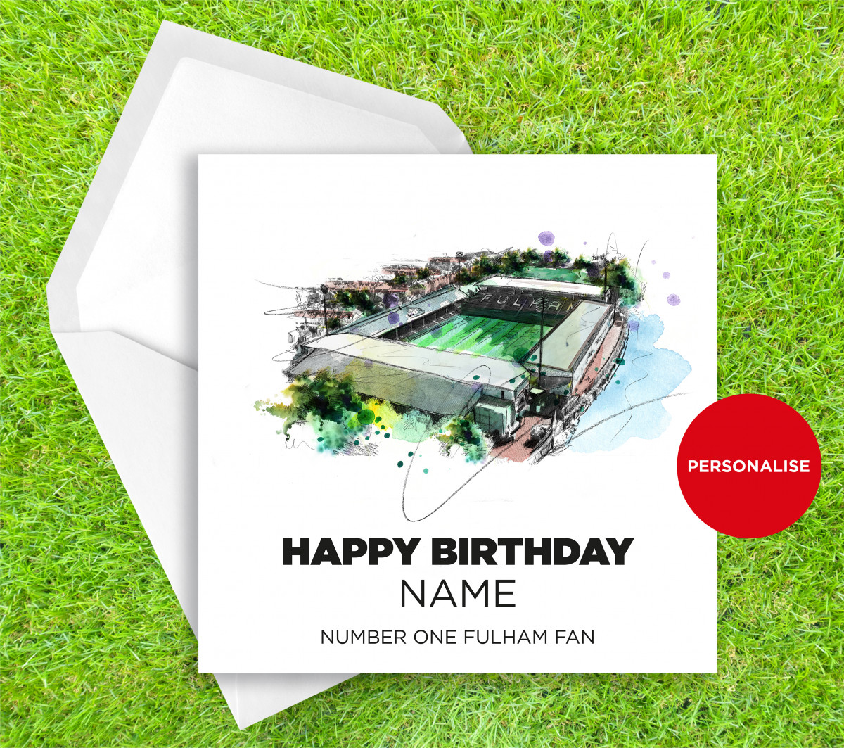 Fulham, Craven Cottage, personalised birthday card