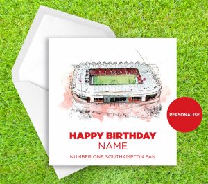 Southampton, St Mary's Stadium, personalised birthday card