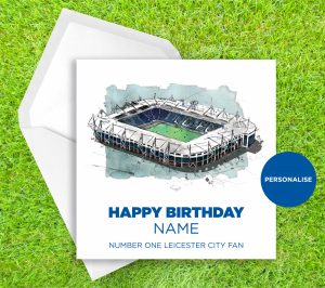 Leicester City, King Power Stadium, personalised birthday card