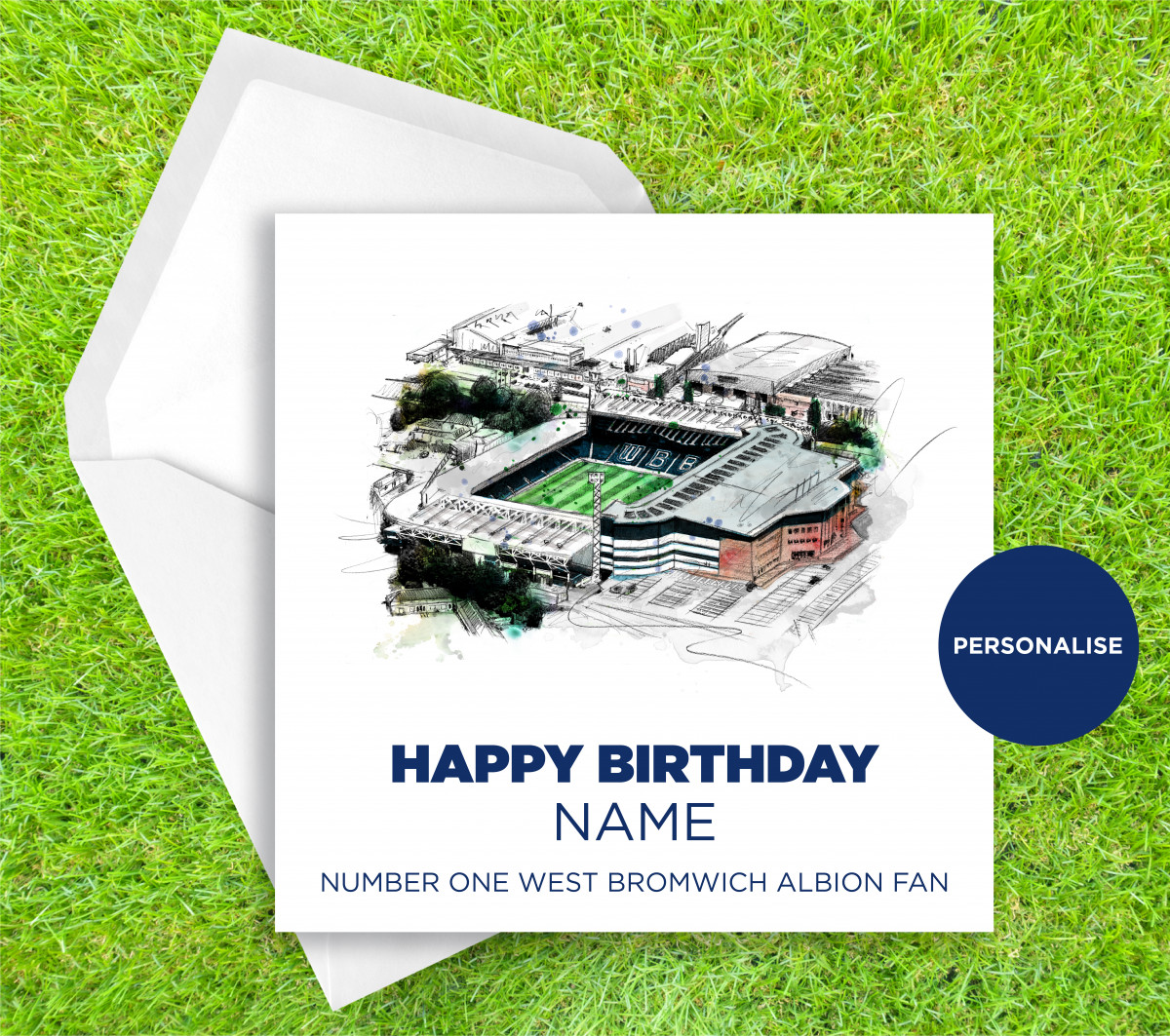 West Bromwich Albion, The Hawthorns, personalised birthday card
