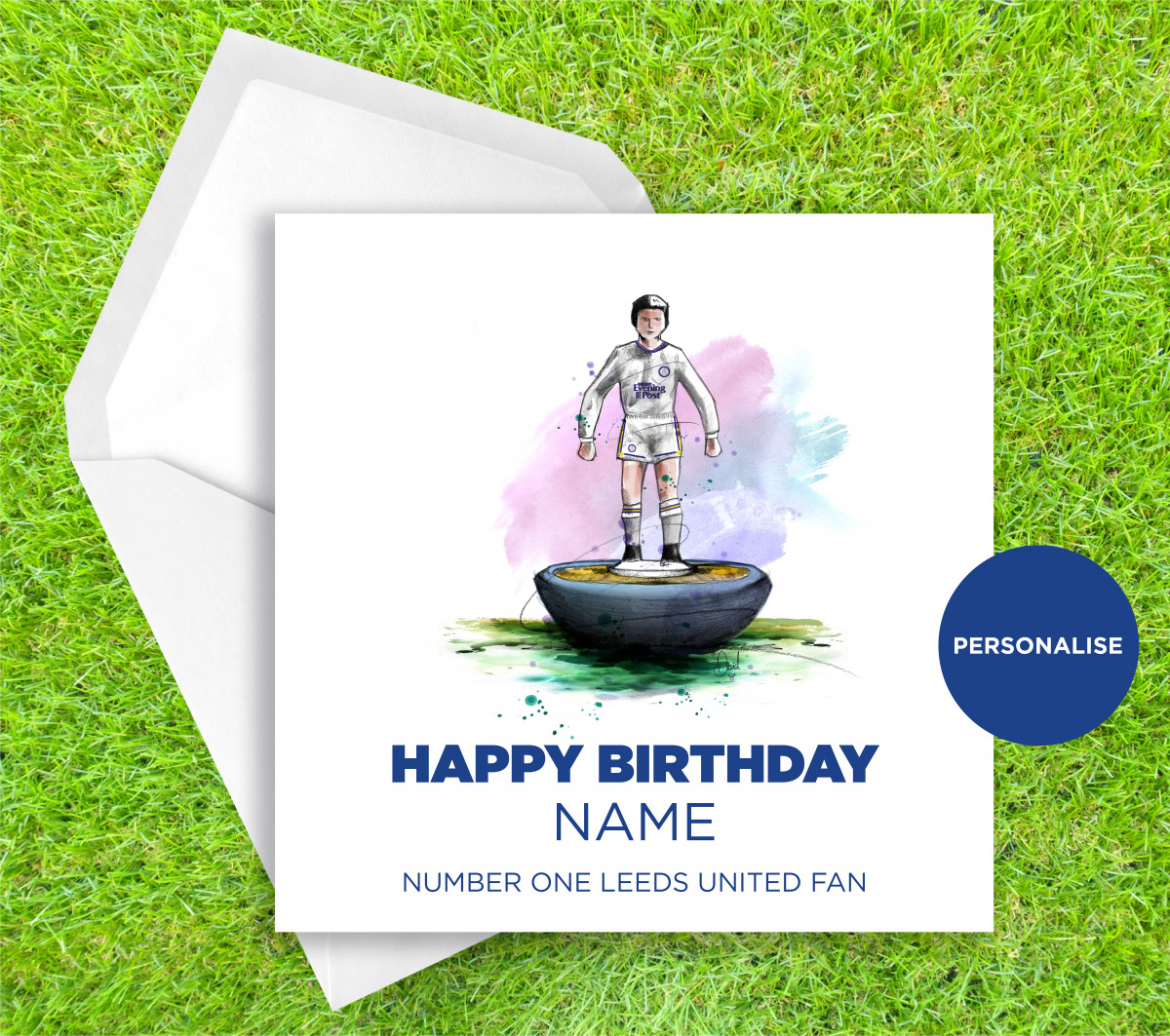 Leeds United, Subbuteo, personalised birthday card