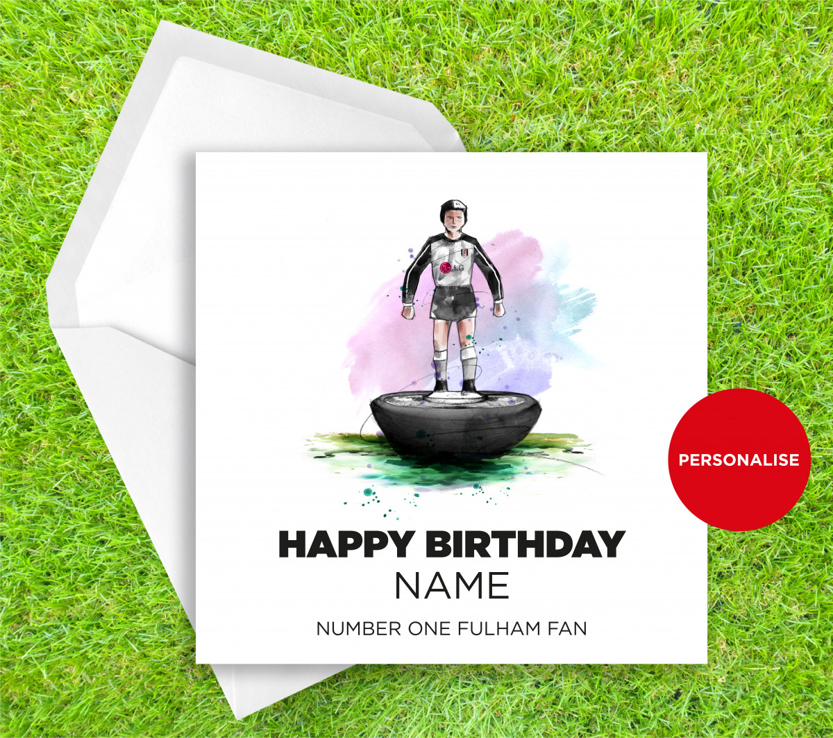 Fulham, Subbuteo, personalised birthday card