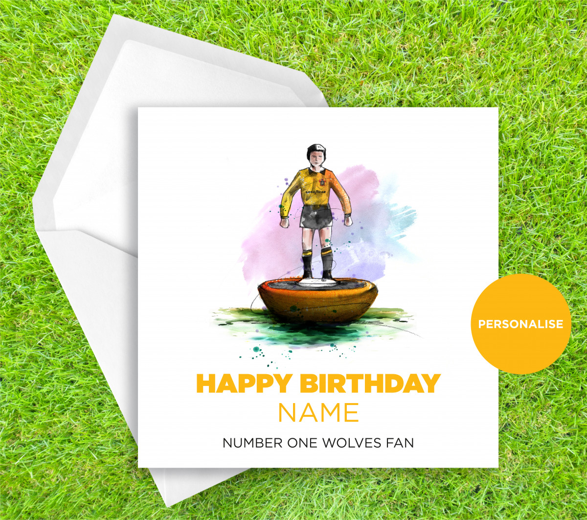 Wolverhampton Wanderers, Subbuteo, personalised birthday card