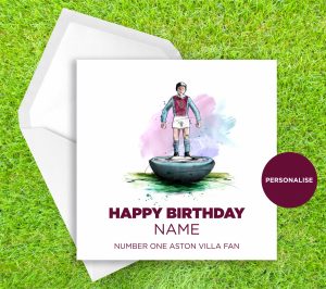 Aston Villa, Subbuteo, personalised birthday card
