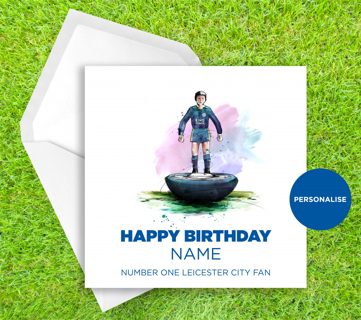 Leicester City, Subbuteo, personalised birthday card
