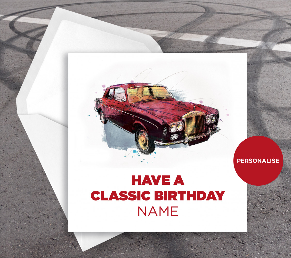 Rolls Royce, personalised birthday card