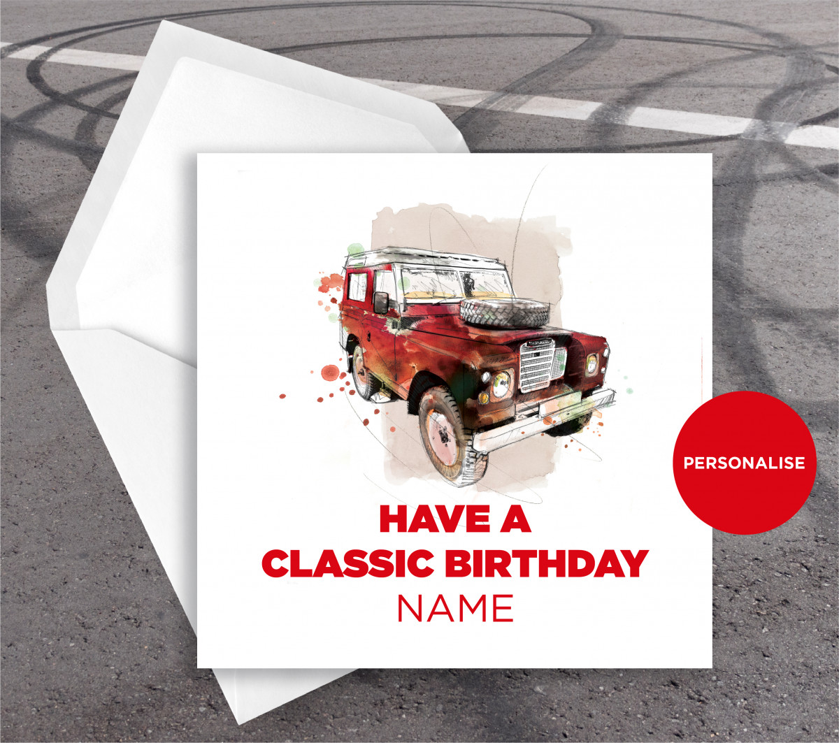Land Rover, personalised birthday card