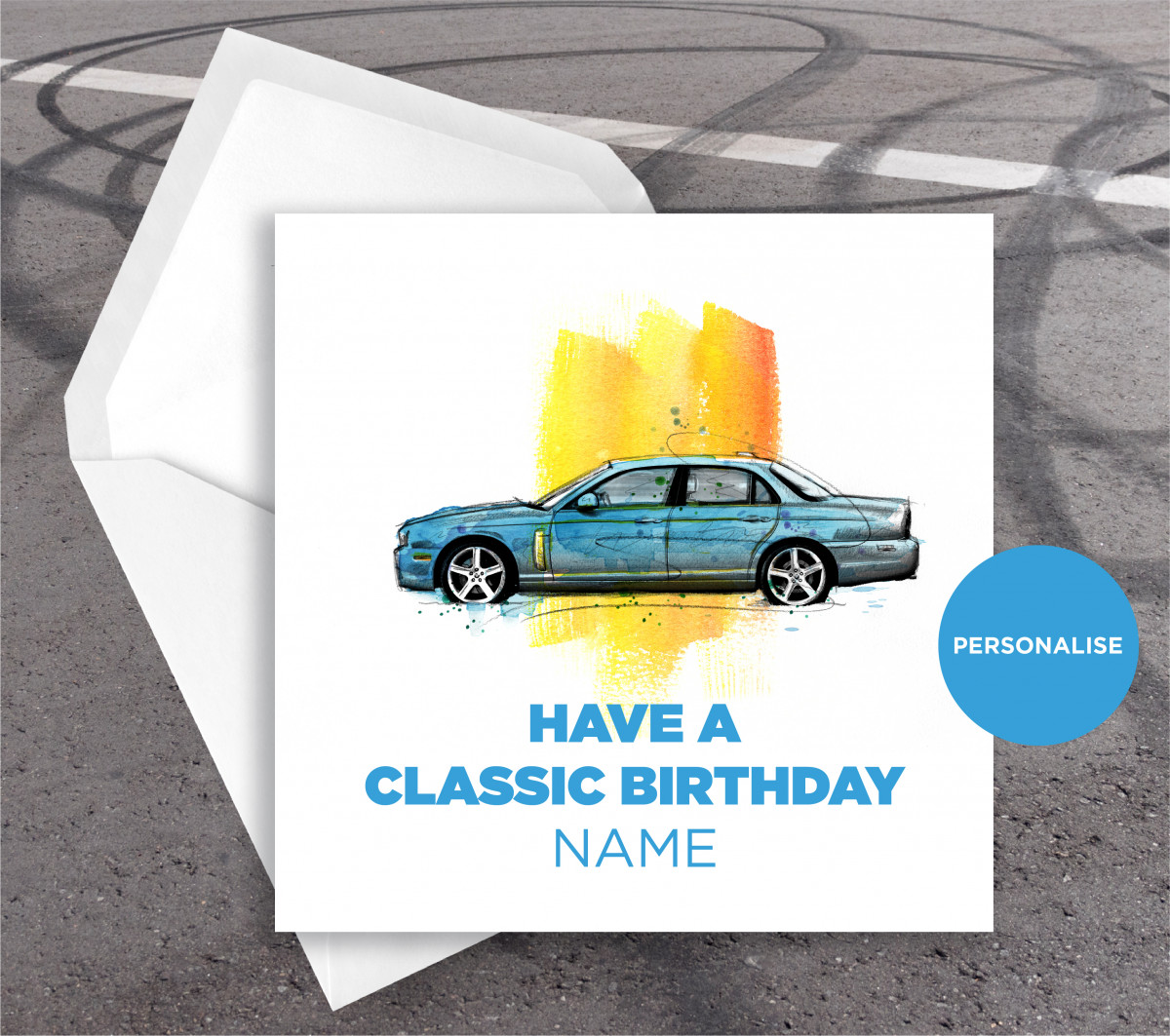 Jaguar XJR personalised birthday card