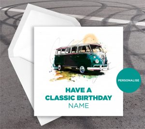 Volkswagen Campervan, personalised birthday card