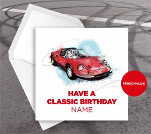 Ferrari Dino, personalised birthday card