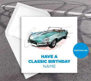 Jaguar E-Type personalised birthday card