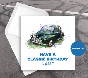Morris Minor, personalised birthday card