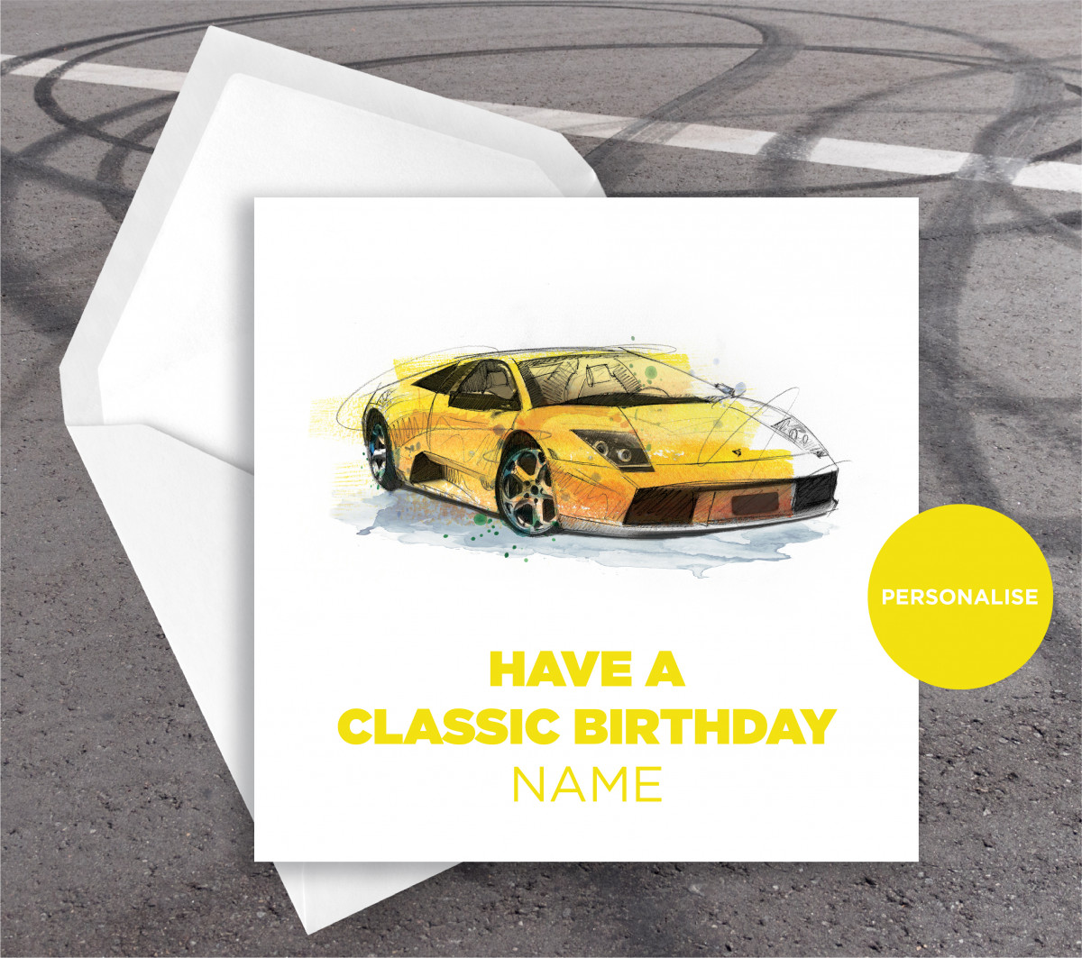 Lamborghini Murcielago, personalised birthday card