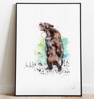 Bearly Able, Grizzly Bear art print