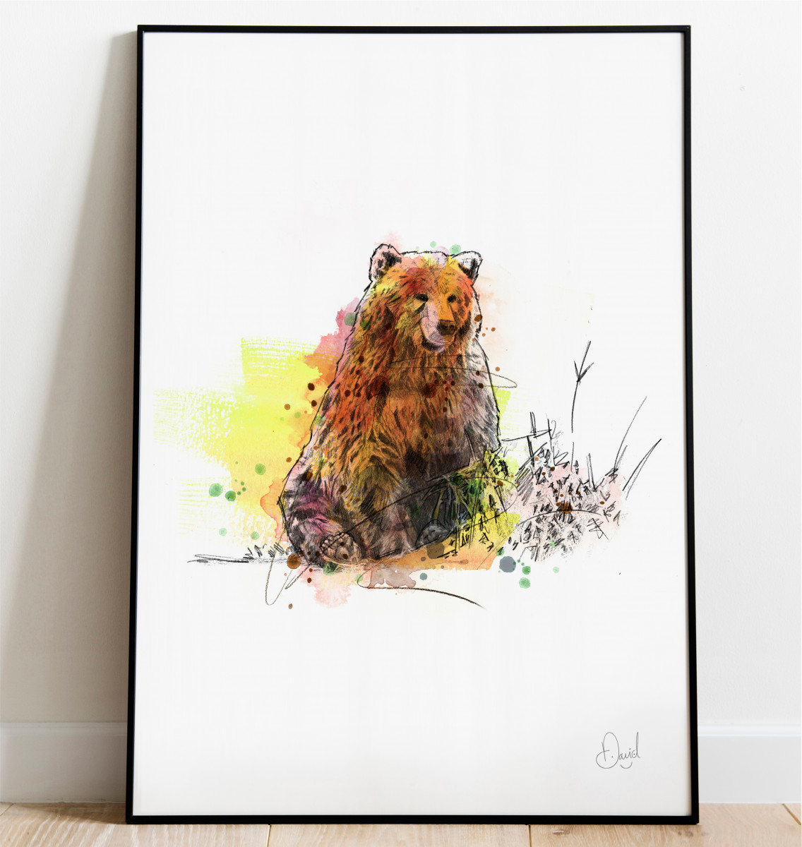 0316 Dm Grizzly Bear Grin And Bear It Print Frame Port Web